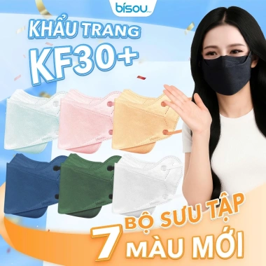 Túi 10 khẩu trang BISOU KF30+ chống nắng UV 96% - Nhiều màu xanh rêu, chỉ 17.000₫ 7