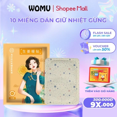 Túi 10 miếng dán giữ nhiệt thảo dược Womu Cô Gái - Giữ 14h, giảm đau bụng kinh, giá 99.000 VND 10