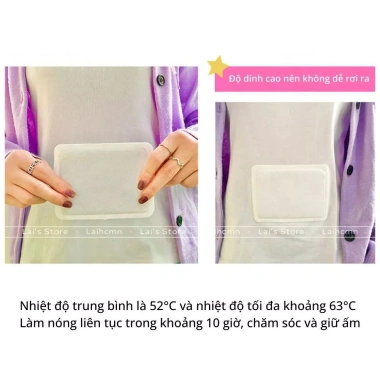 Túi 10 miếng dán tăng nhiệt giảm đau bụng kinh giữ ấm cơ thể khớp thảo dược - 55k