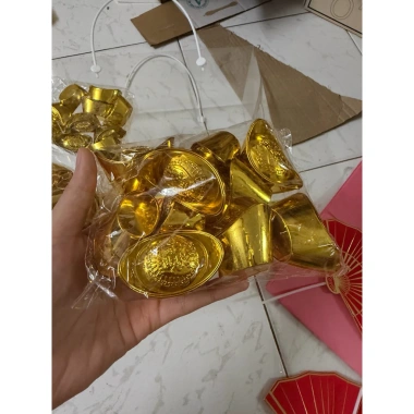 Túi 10 thỏi vàng trang trí bánh kem sinh nhật thần tài - Set quà Tết giá 7.000₫ 2
