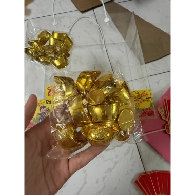 Túi 10 thỏi vàng trang trí bánh kem sinh nhật thần tài - Set quà Tết giá 7.000₫ 4