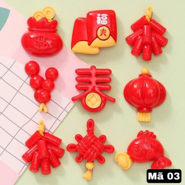 Túi 100 Charm + Sticker Tết Miwy - Năm Mới DIY Trang Trí, Dép Sục Giá 35.000
