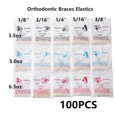 Túi 100 Chun Liên Hàm Niềng Răng Size 1/4 1/8 3/8 3/16 5/16 Giá 7.000₫ Tiết kiệm ngay