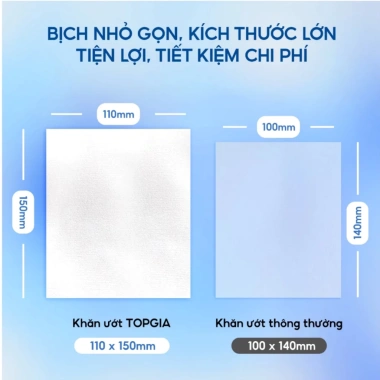 Túi 10/5 Khăn Ướt Mini TOPGIA Không Mùi - Gói Nhỏ Gọn Tiện Lợi Cho Bé Đi Học và Chơi, 14.000đ 2