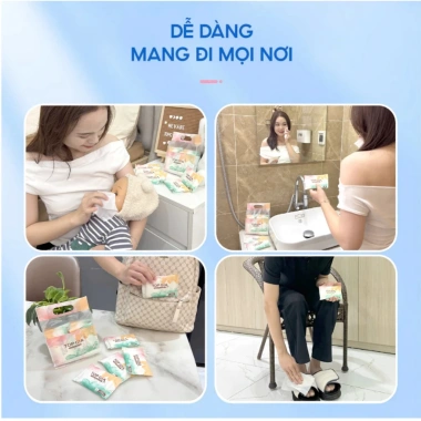 Túi 10/5 Khăn Ướt Mini TOPGIA Không Mùi - Gói Nhỏ Gọn Tiện Lợi Cho Bé Đi Học và Chơi, 14.000đ 6