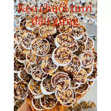 Túi 1Kg Kẹo Chuối Tươi Cuộn Đậu Gừng Thơm Ngon Đặc Sản Bến Tre Giá 75.000₫