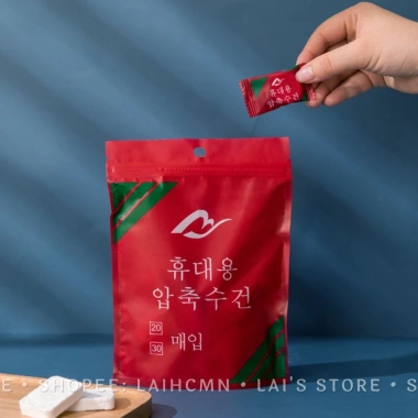 Túi 20 khăn giấy nén du lịch dạng viên kẹo 100% bột gỗ tự nhiên, cực nhỏ gọn, nhẹ, tiện lợi, thân thiện da - chỉ 22.000₫