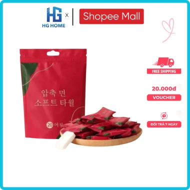 Túi 20 khăn giấy nén Hàn Quốc - Khăn rửa mặt, lau tay du lịch công tác tiện dụng HGHOME 16.000đ