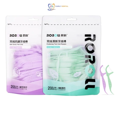 Túi 200 chiếc tăm chỉ nha khoa - 2 dây chỉ tăng cường làm sạch, giá 40.000đ