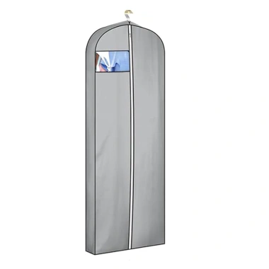 Túi 3 chiều bảo quản áo vest, áo đầm, khóa kéo treo tủ, màu xám, cửa sổ nhựa trong 60x10x165cm, chỉ 99.000đ 3