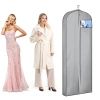 Túi 3 chiều bảo quản áo vest, áo đầm, khóa kéo treo tủ, màu xám, cửa sổ nhựa trong 60x10x165cm, chỉ 99.000đ 4