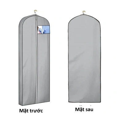 Túi 3 chiều bảo quản áo vest, áo đầm, khóa kéo treo tủ, màu xám, cửa sổ nhựa trong 60x10x165cm, chỉ 99.000đ 6
