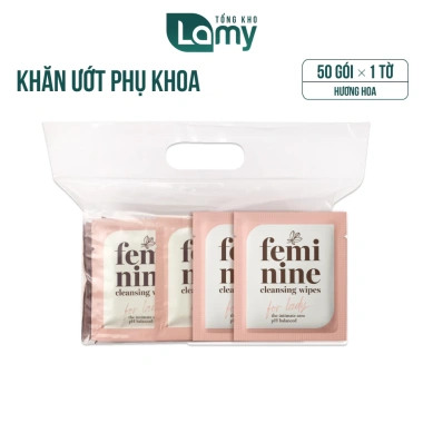 Túi 50 Gói Khăn Giấy Ướt EcoWipes Vệ Sinh Phụ Nữ Hương Daisy Thơm Mát - 108k