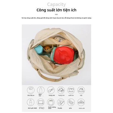 Túi Ba Lô Mẹ Trẻ Sơ Sinh Dung Tích Lớn, Cảm Giác Cao Cấp, Nhẹ Lưng, Đi Du Lịch
