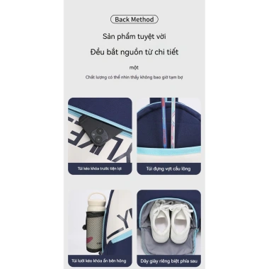 Túi balo đựng vợt cầu lông và tennis cho bé gái, thiết kế nữ, giá ưu đãi 311.583 VND 3