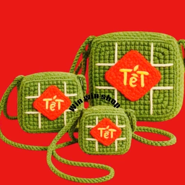 Túi bánh chưng len cho bé - Đeo điện tết 7*7 10*10 11*11, chỉ 39.000 VND
