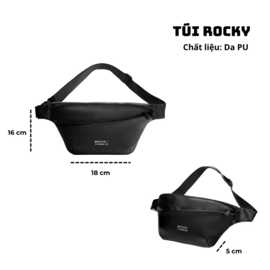 Túi Bao Tử Da PU Đeo Chéo Unisex ROCKY - Nhỏ Gọn, Thời Trang, Chống Trượt Nước - Giá 195k
