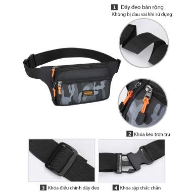 Túi Bao Tử Đeo Bụng Đeo Chéo Nam Nữ Thời Trang 4 Ngăn - Giá 44.100₫ 8