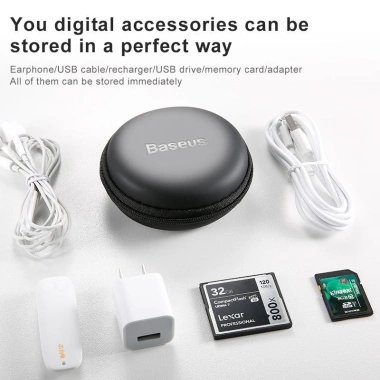 Túi Baseus mini cứng bảo vệ tai nghe, cáp USB, thẻ nhớ SD/TF - Giá chỉ 58.000đ giảm mạnh