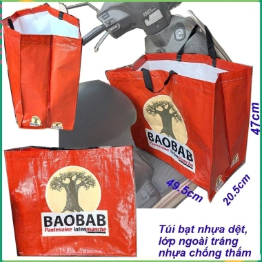 Túi bạt nhựa dệt chống thấm chịu đồ nặng, size lớn 49x44cm, xếp gọn siêu thị – Giá chỉ 35.000 VND