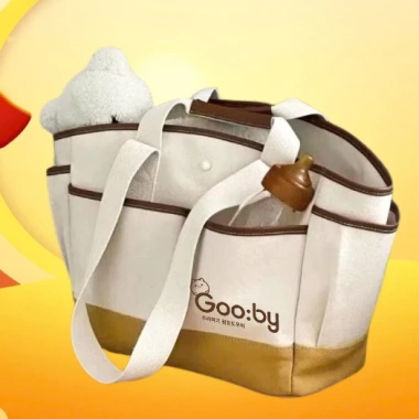 Túi bỉm sữa Gooby nhiều ngăn, sức chứa lớn, vải thô Hàn Quốc, giá 120.000đ