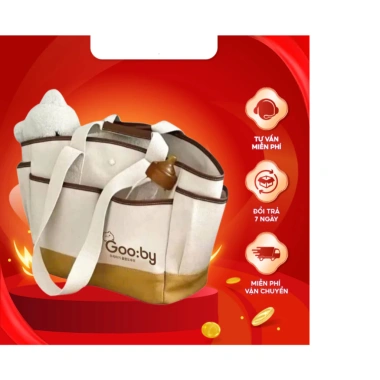 Túi bỉm sữa Gooby nhiều ngăn, sức chứa lớn, vải thô Hàn Quốc, giá 120.000đ