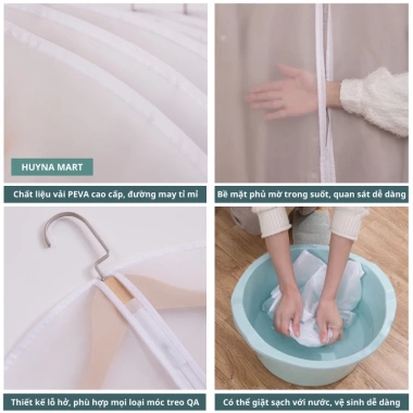Túi bọc quần áo PEVA trong suốt chống bụi, treo tủ đa kích cỡ TD38 – 45.000đ 4