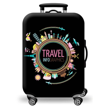 Túi bọc Vali khóa kép TRAVEL INFO vải thun co giãn 4 chiều - Áo trùm chống xước