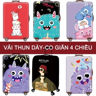 Túi bọc vali Monster vải thun co giãn mạnh, áo trùm vali dày dặn, chống bụi - Giá chỉ 139k