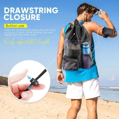 Túi bơi Blackon ba lô lưới nylon dây rút chống nước tiện lợi cho chuyến đi biển giá 212.960 VND