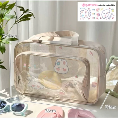 Túi bơi ướt‑khô dung lượng lớn, trong suốt, chống thấm, túi du lịch nữ 3