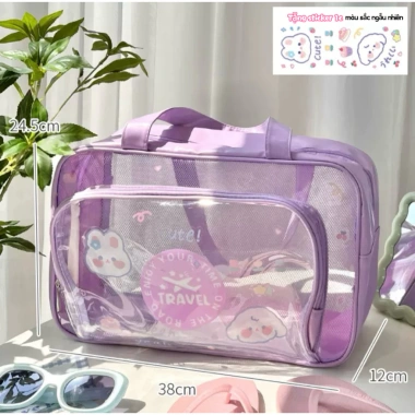 Túi bơi ướt‑khô dung lượng lớn, trong suốt, chống thấm, túi du lịch nữ 8