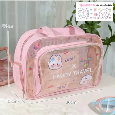 Túi bơi ướt‑khô dung lượng lớn, trong suốt, chống thấm, túi du lịch nữ 9