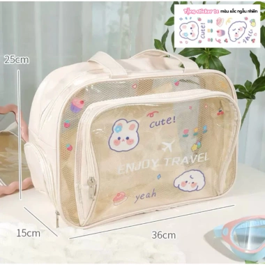 Túi bơi ướt‑khô dung lượng lớn, trong suốt, chống thấm, túi du lịch nữ 10