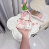 Túi cầm tay xách tay bé gái size 14, kèm charm thỏ hồng trắng - Ken túi xinh 9