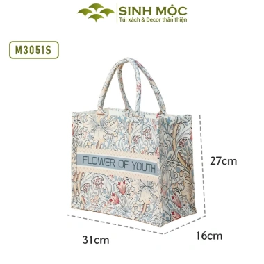 Túi canvas đa năng M3.051 Sinh Mộc – Túi tote họa tiết hoa ly, túi đi biển, du lịch, chỉ 140.000₫ 3