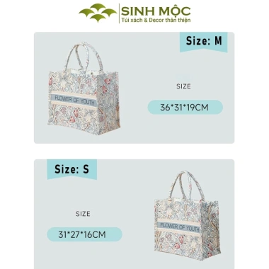 Túi canvas đa năng M3.051 Sinh Mộc – Túi tote họa tiết hoa ly, túi đi biển, du lịch, chỉ 140.000₫ 7