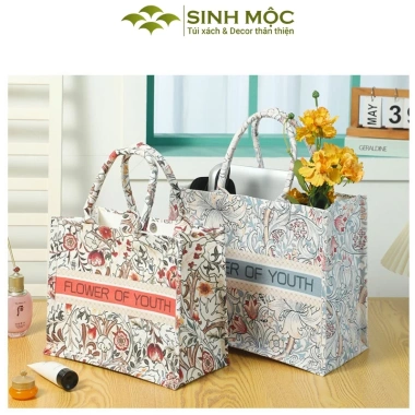 Túi canvas đa năng M3.051 Sinh Mộc – Túi tote họa tiết hoa ly, túi đi biển, du lịch, chỉ 140.000₫ 8