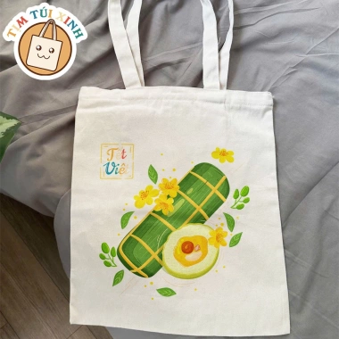 Túi Canvas Tết Bánh Tét Khóa Kéo 33x38 & 26x33 In Hình Theo Yêu Cầu - 80.400đ