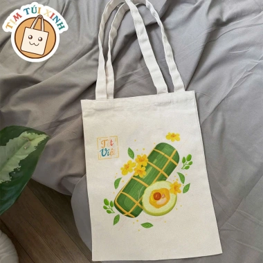Túi Canvas Tết Bánh Tét Khóa Kéo 33x38 & 26x33 In Hình Theo Yêu Cầu - 80.400đ