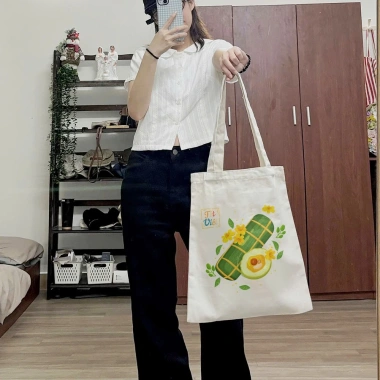 Túi Canvas Tết Bánh Tét Khóa Kéo 33x38 & 26x33 In Hình Theo Yêu Cầu - 80.400đ