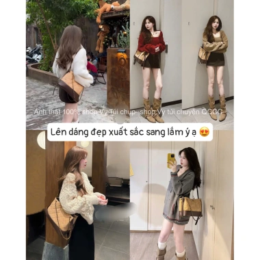 Túi chi ô da lộn phối da công sở – 2 dây đeo kẹp nách, siêu xinh, giảm giá 305k 3