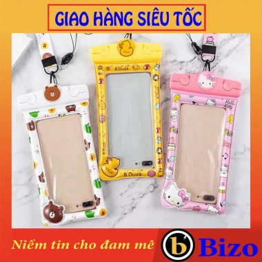 Túi chống nước 3D cute cho điện thoại, phao nổi có dây bảo vệ tuyệt đối, giá 14.000₫