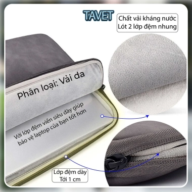Túi Chống Sốc Cao Cấp Tavet Đựng Laptop MacBook Air M1 M2 13-15.6 inch Vải Da PU 78.999 VND