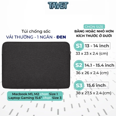Túi Chống Sốc Cao Cấp Tavet Đựng Laptop MacBook Air M1 M2 13-15.6 inch Vải Da PU 78.999 VND 10 Túi Chống Sốc Cao Cấp Tavet Đựng Laptop MacBook Air M1 M2 13-15.6 inch Vải Da PU 78.999 VND 10