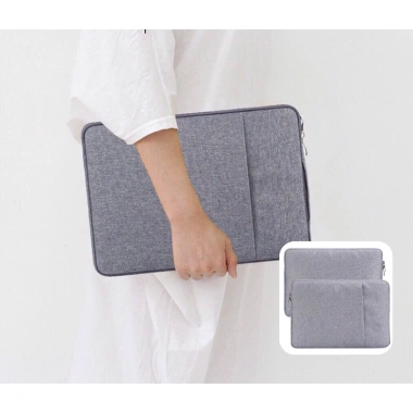 Túi chống sốc đựng laptop MacBook 2 ngăn quai màu xám, chống nước 13‑15.6 inch, nam nữ - Giá 43.000