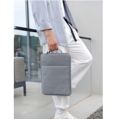 Túi chống sốc đựng laptop MacBook 2 ngăn quai màu xám, chống nước 13‑15.6 inch, nam nữ - Giá 43.000