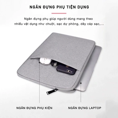 Túi chống sốc đựng laptop MacBook 2 ngăn quai màu xám, chống nước 13‑15.6 inch, nam nữ - Giá 43.000 6 Túi chống sốc đựng laptop MacBook 2 ngăn quai màu xám, chống nước 13‑15.6 inch, nam nữ - Giá 43.000 6