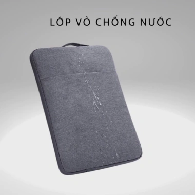 Túi chống sốc đựng laptop MacBook 2 ngăn quai màu xám, chống nước 13‑15.6 inch, nam nữ - Giá 43.000