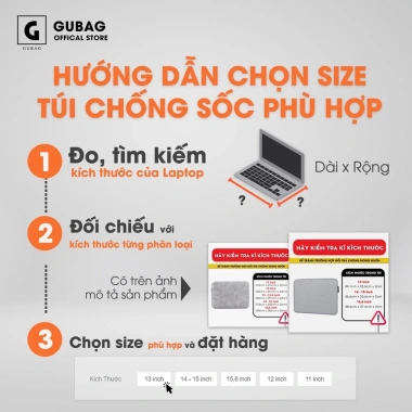 Túi chống sốc GUBAG CS07 đa năng, nhiều ngăn, quai xách thời trang - bảo vệ laptop, 299.000₫ 3